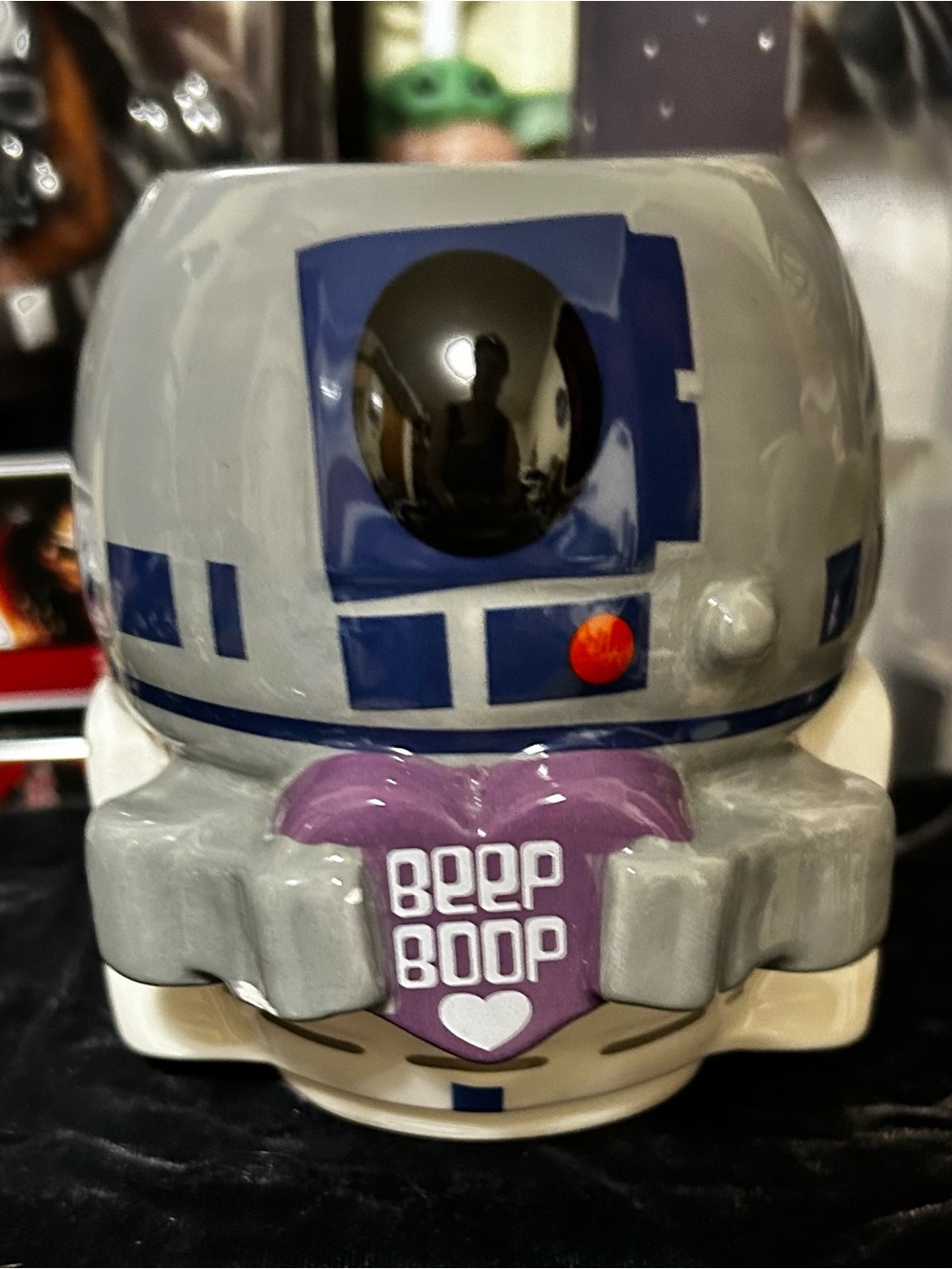 Star Wars R2-D2 Gray and Blue Ceramic Mug with Purple Heart